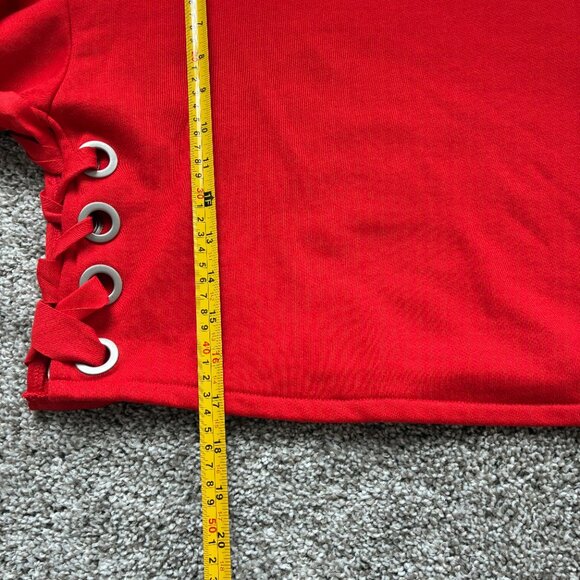 ALO Yoga Suspension Red Pullover Lace Up Sweater - Picture 9 of 9